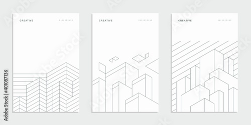 Abstract geometric company brochure. Corporate identity flyer. Vector set business presentation.