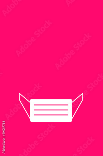 illustration white mask on pink background with copy space horizontal