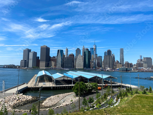 Manhattan view from Brooklyn on a sunny morning