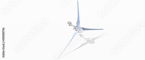 3d illustration, 3D CAD design of wind generator or turbine of wind energy, also known as eolic energy