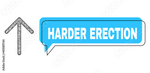 Chat Harder Erection blue cloud frame and network arrow up. Frame and colored area are shifted for Harder Erection phrase, which is located inside blue colored cloud.