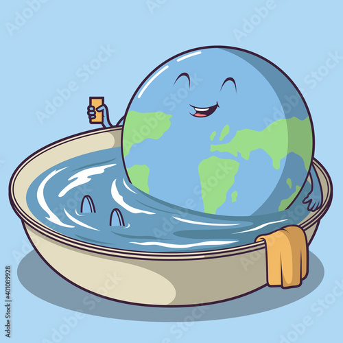 Earth Cooling down vector illustration. Global Warming design concept.