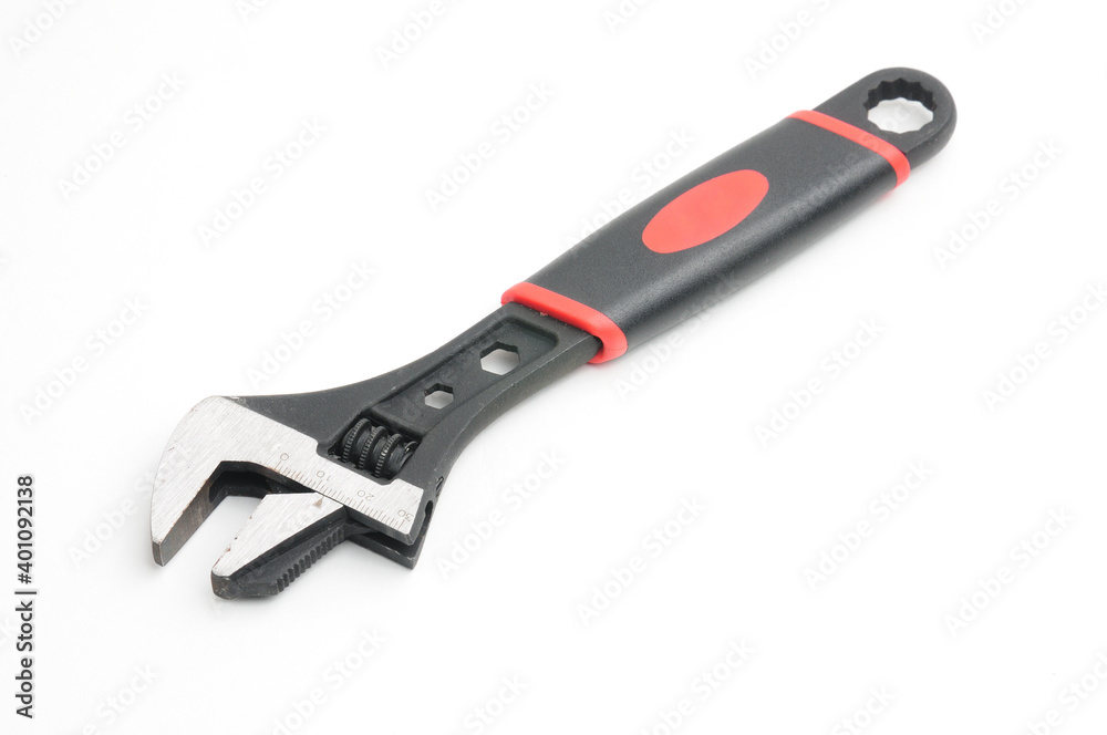 Adjustable wrench on a white background Adjustable wrench on a white background