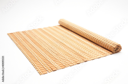 Bamboo mat on a white background