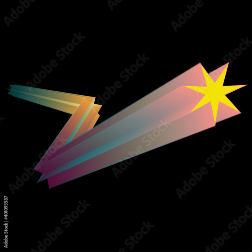 An abstract colorful shooting star shape background image.