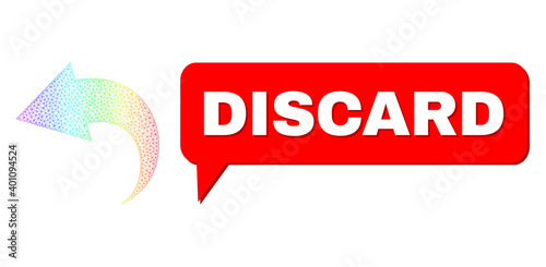 Discard and undo vector. Spectral colored mesh undo, and speech Discard cloud frame. Speech colored Discard cloud has shadow. Vector framework generated from undo icon with mesh.
