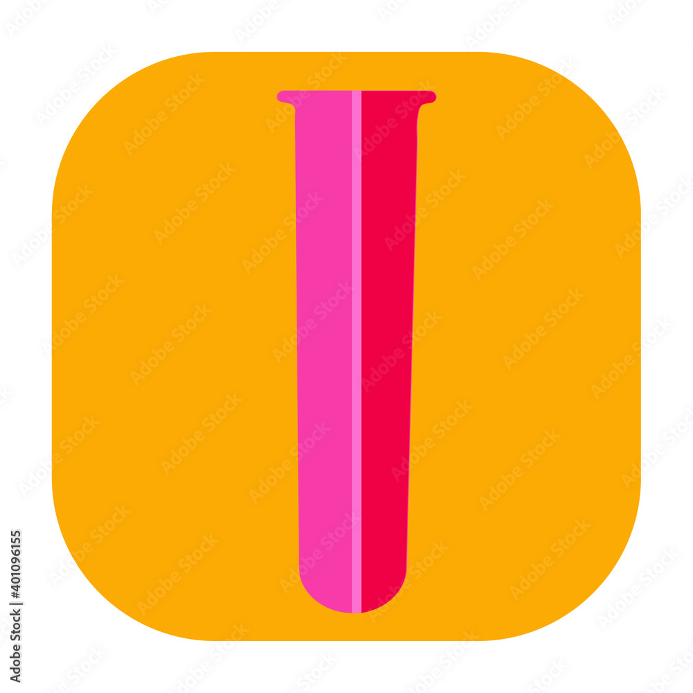Flat color test tube icon on yellow background. Fully editable. Flat color test tube icon on yellow background. Fully editable.