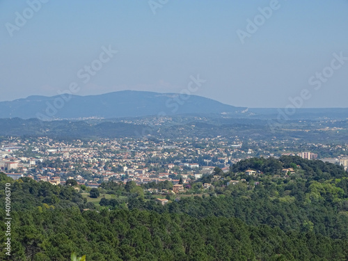 Panorama of the city of Alès and Mont Bouquet in the background