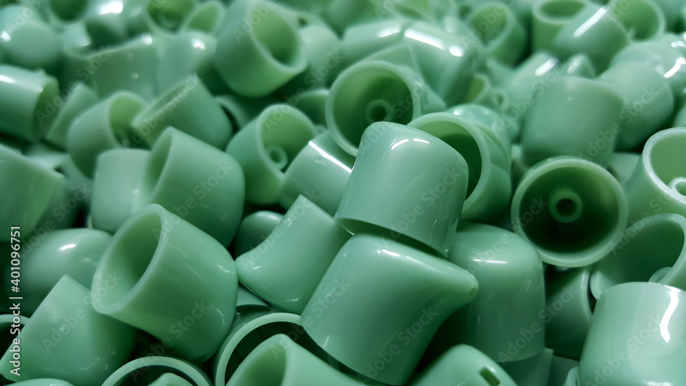 Obraz premium Parts of cosmetic plastic products on the production line in industrial factory..