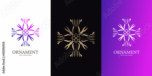Flower, ornament or mandala logo template design. ent logo template design.