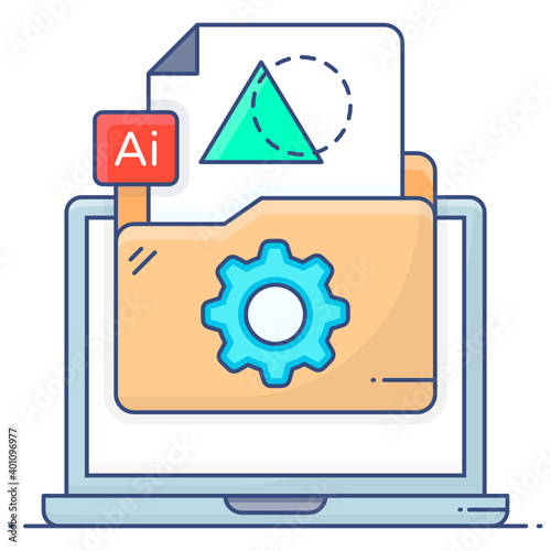 
Project file flat outline icon, documentation 

