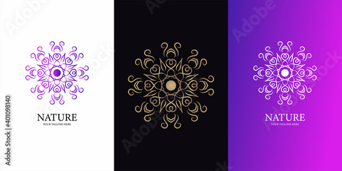 Flower, ornament or mandala logo template design. ent logo template design.