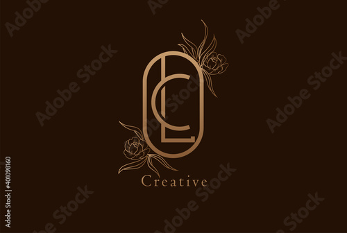 Abstract Initial C and L Logo, Monogram with floral frame, usable for brand, card and invitation, logo design template element,vector illustration