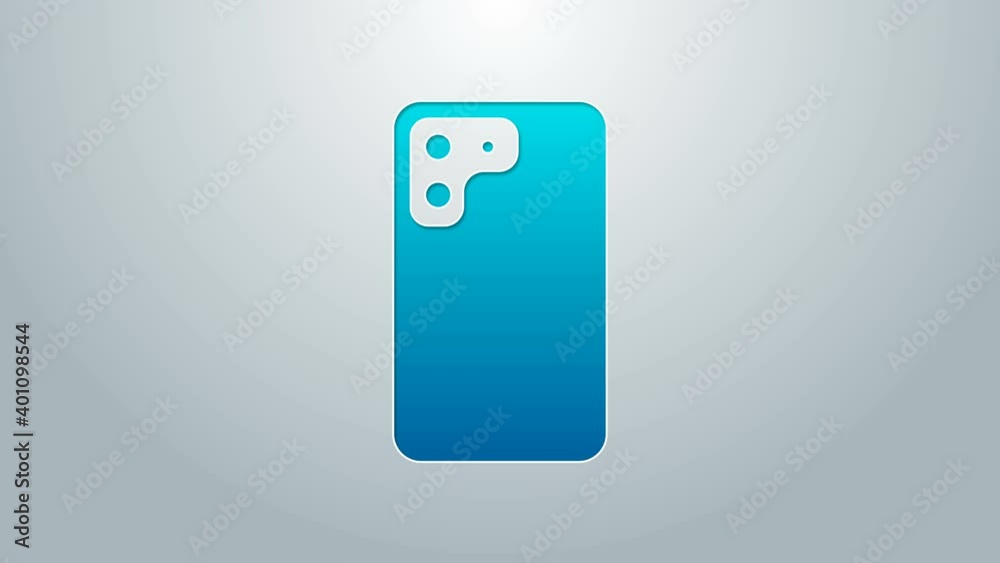 Blue line Smartphone, mobile phone icon isolated on grey background. 4K Video motion graphic animation Blue line Smartphone, mobile phone icon isolated on grey background. 4K Video motion graphic animation