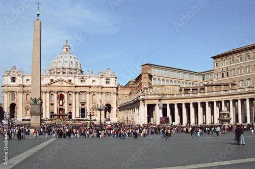 People gather at the St Peter's square to attend the Easter celebration led by Pope Benedict XVI in Vatican city.