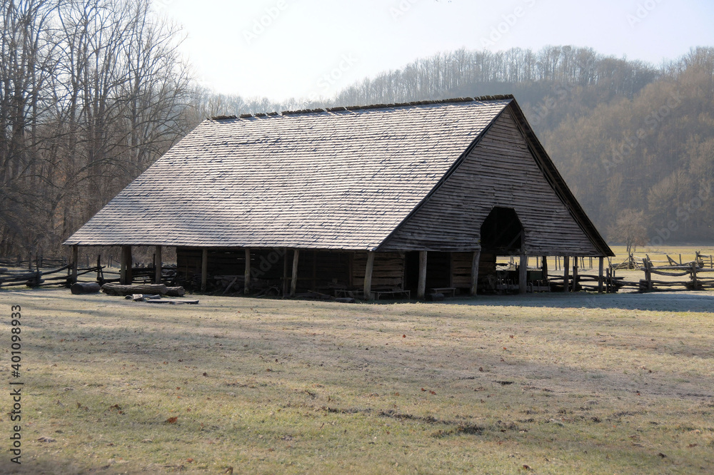 Historical Oconaluftee Mountain Farm in the Smoky Mountains