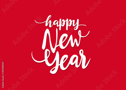 Happy New Year calligraphic text. Handwritten lettering illustration. Brush calligraphy style. Inscription vector