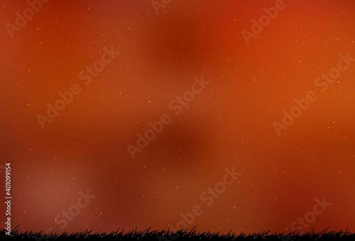Light Orange vector background with galaxy stars. Shining illustration with sky stars on abstract template. Pattern for futuristic ad, booklets.