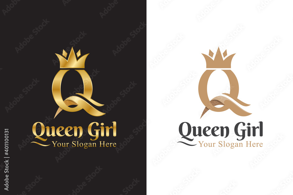 luxury initial letter Q for queen logo, logotype, symbol, icon - obrazy, fototapety, plakaty 