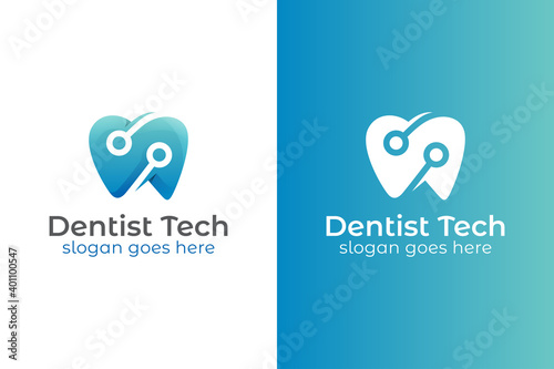 modern color dental clinic technology logo with two versions