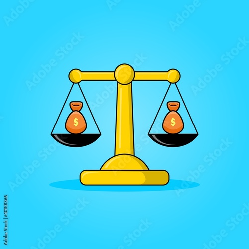 vector illustration of scales. weigh the sack. suitable for a business icon