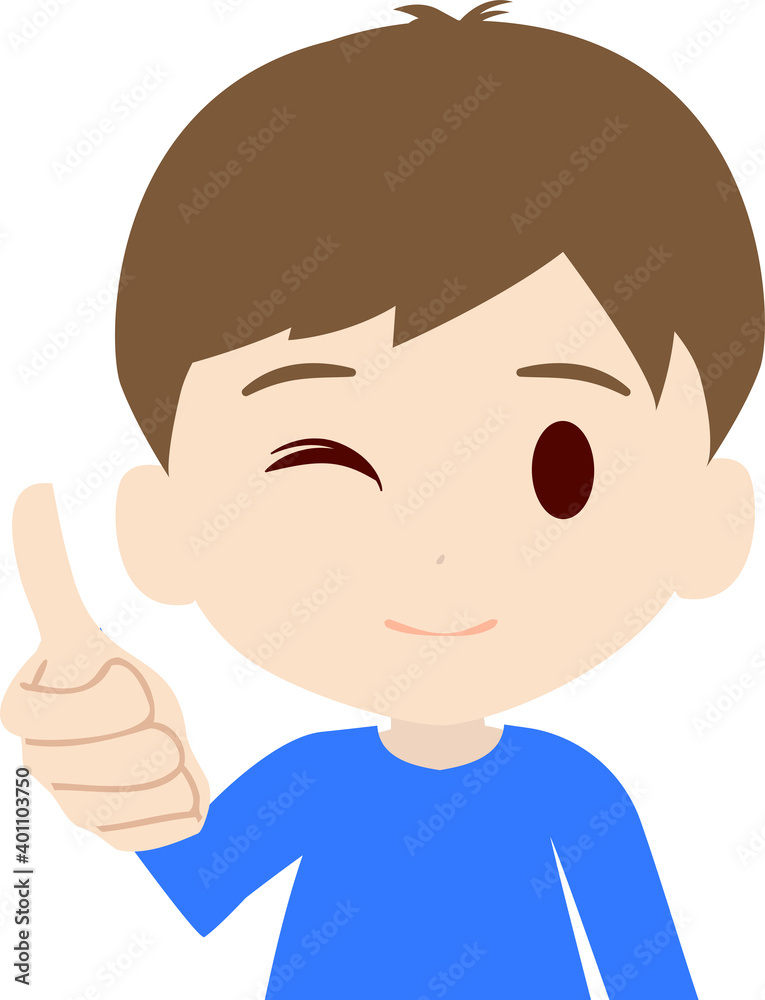 グーのポーズをする可愛い男の子供の上半身イラスト グーのポーズをする可愛い男の子供の上半身イラスト