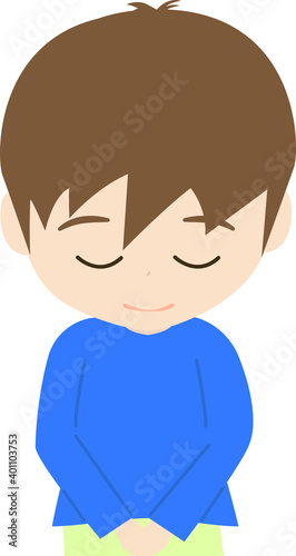 礼をする可愛い男の子供の上半身イラスト