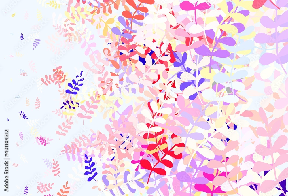 Obraz premium Light Multicolor vector doodle background with leaves.