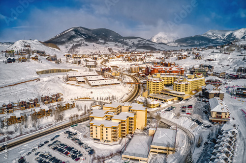 Aerial View of the Ski Resort Town of Crested Butte, Colorado photo