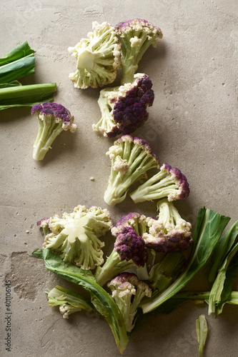 Purple cauliflower florets