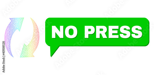 No Press and refresh vector. Spectral colored network refresh, and chat No Press bubble frame. Conversation colored No Press bubble has shadow.