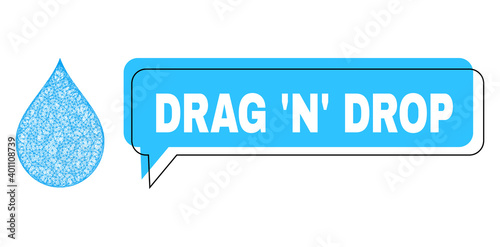 Speech Drag 'N' Drop blue cloud frame and wire frame drop. Frame and colored area are misplaced for Drag 'N' Drop text, which is located inside blue colored speech balloon.