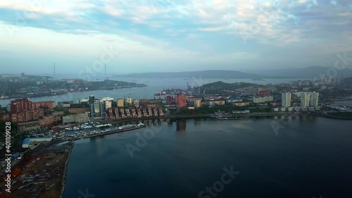 Wallpaper Mural Drone view of the city and marina located on the peninsula at sunset Torontodigital.ca