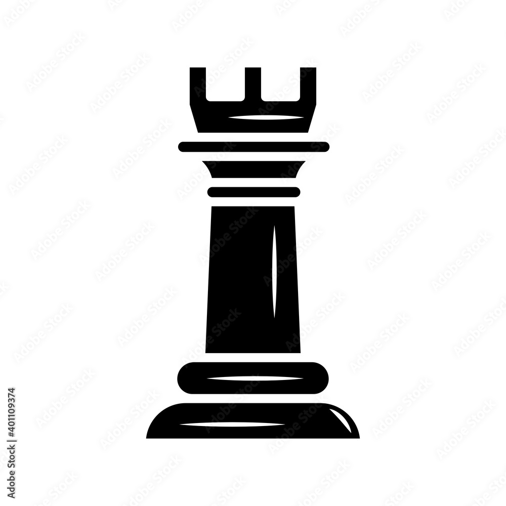 black rook chess piece isolated style icon black rook chess piece isolated style icon