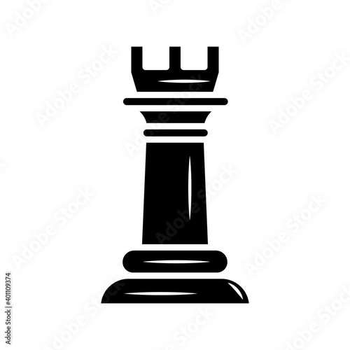 black rook chess piece isolated style icon © Jemastock