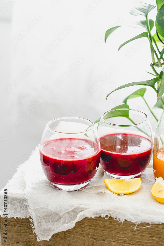 Two glasses of Beet Juice Two glasses of Beet Juice