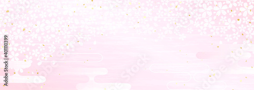 桜の花の横長の背景イラスト