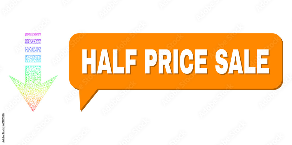 Half Price Sale and send down vector. Spectrum colored net send down, and conversation Half Price Sale cloud frame. Chat colored Half Price Sale cloud has shadow. Half Price Sale and send down vector. Spectrum colored net send down, and conversation Half Price Sale cloud frame. Chat colored Half Price Sale cloud has shadow.