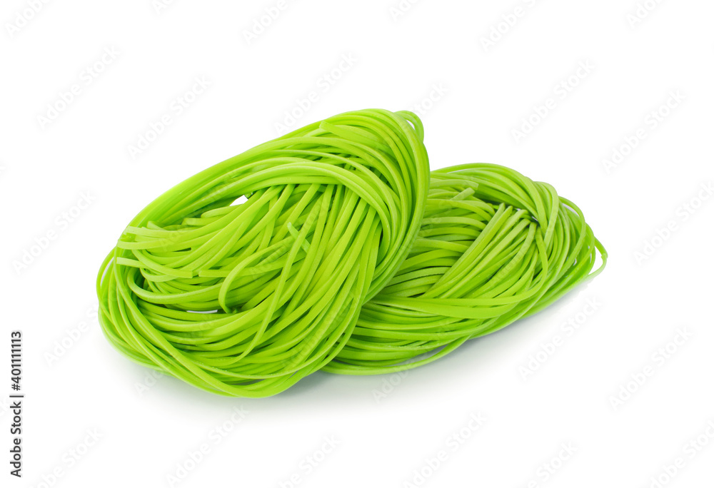 green noodles an isolated on white background green noodles an isolated on white background