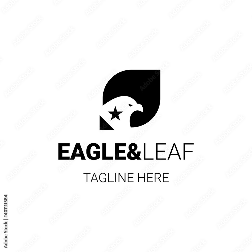 eagle and leaf logo design template elements