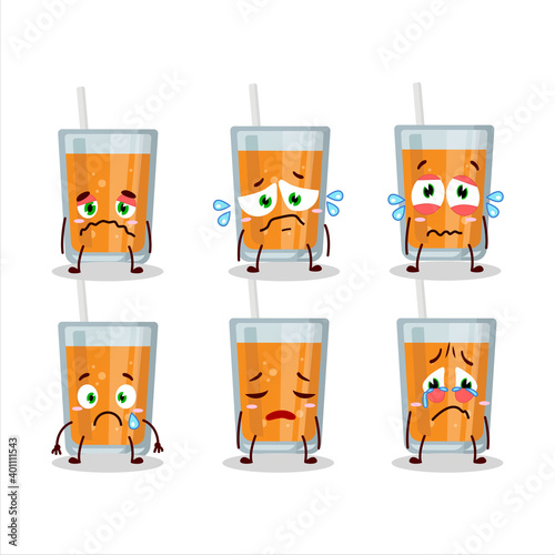 Orange juice cartoon character with sad expression