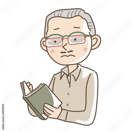 老眼鏡を二重にかける男性