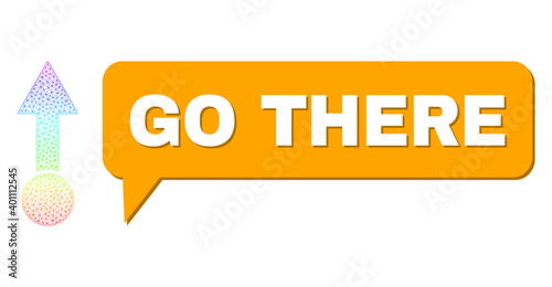 Go There and pull up vector. Spectral vibrant network pull up, and chat Go There cloud frame. Chat colored Go There cloud has shadow. Vector wireframe created from pull up icon with mesh.