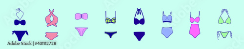 set of swim wear cartoon icon design template with various models. vector illustration isolated on blue background