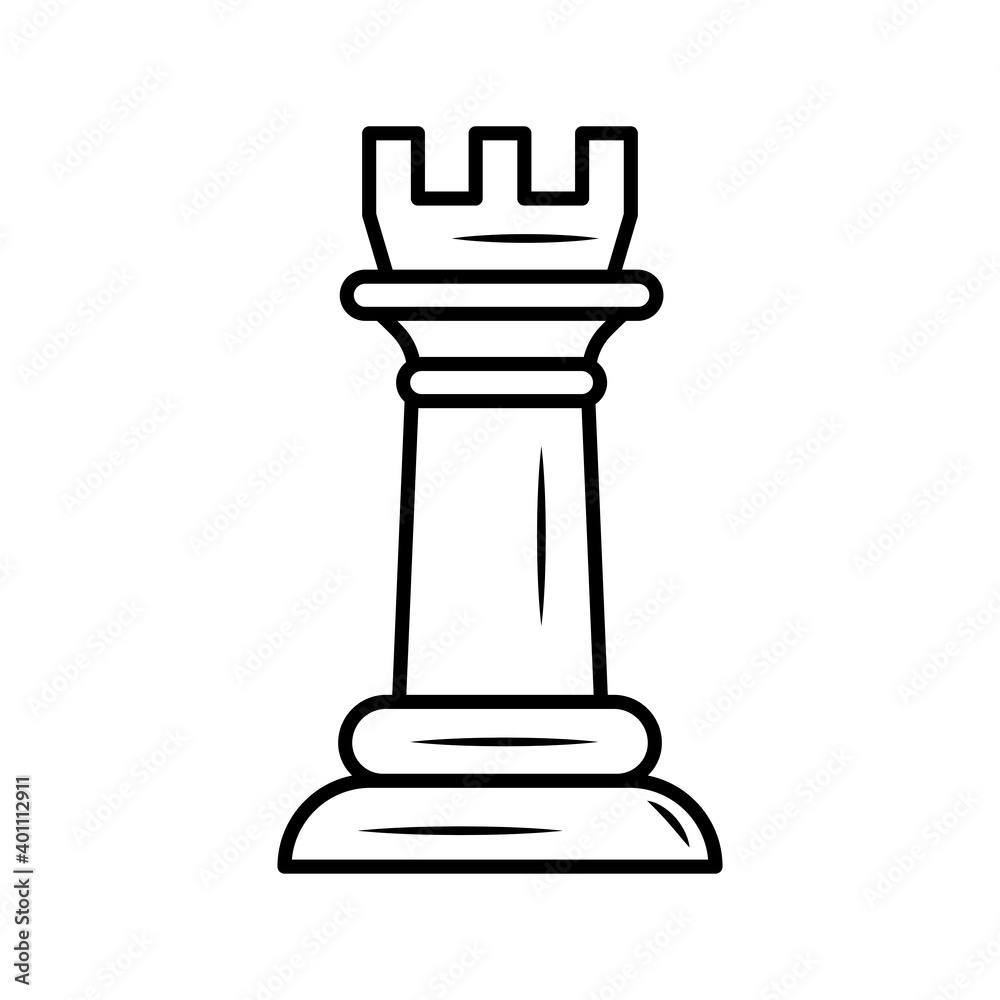 rook chess piece line style icon rook chess piece line style icon