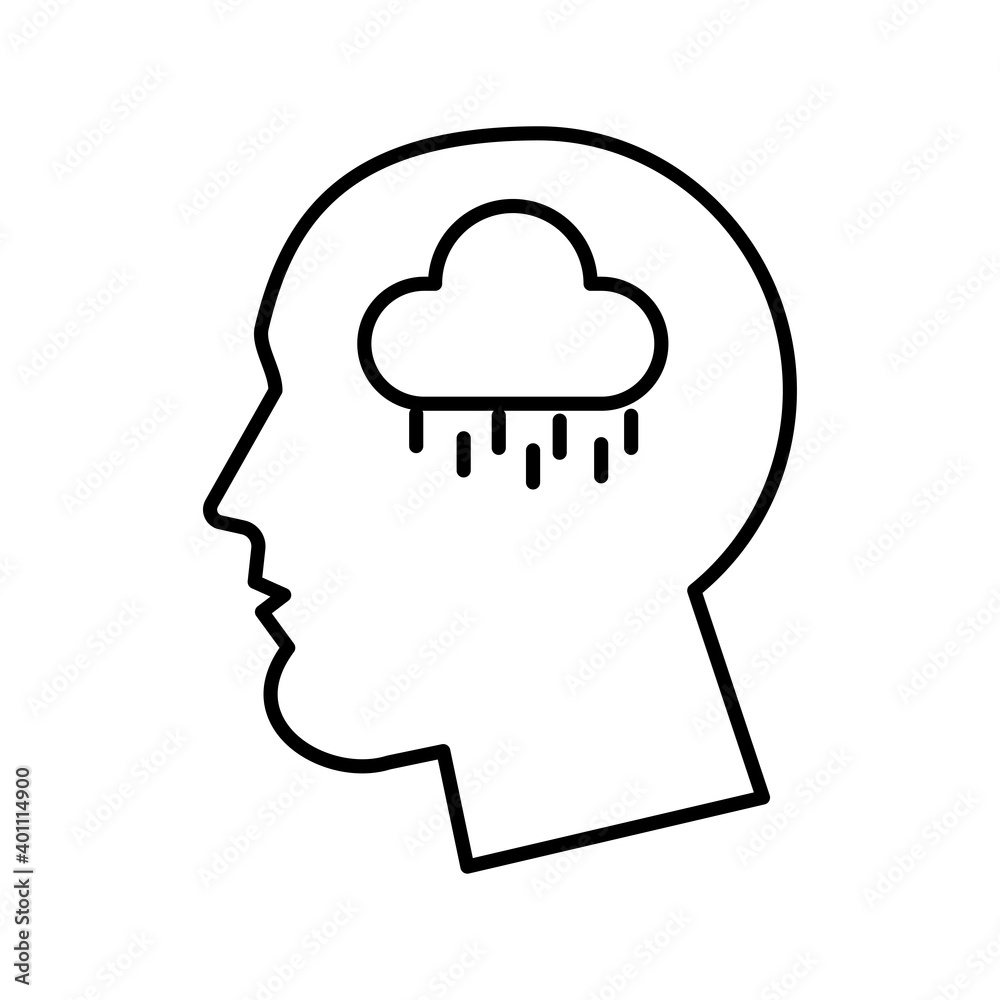 profile with cloud rainy psychologist line style icon