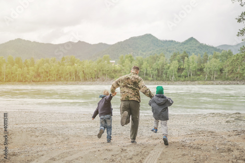 Family walking in the countryside