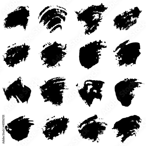 Set of black paint  ink brush strokes  brushes  lines. Dirty artistic grunge design elements. Vector 