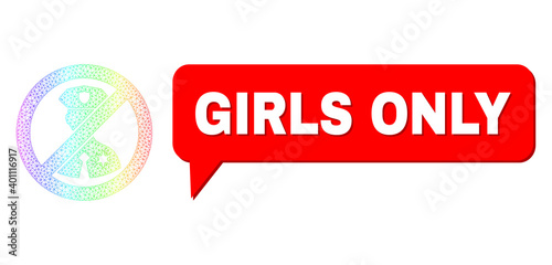 Girls Only and no police officer vector. Rainbow colored network no police officer, and conversation Girls Only cloud frame. Chat colored Girls Only cloud has shadow.