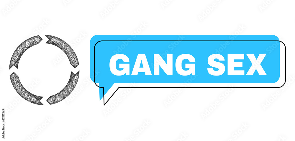 Speech Gang Sex blue bubble frame and wire frame rotation. Frame and colored area are misplaced to Gang Sex label, which is located inside blue colored speech balloon. Speech Gang Sex blue bubble frame and wire frame rotation. Frame and colored area are misplaced to Gang Sex label, which is located inside blue colored speech balloon.
